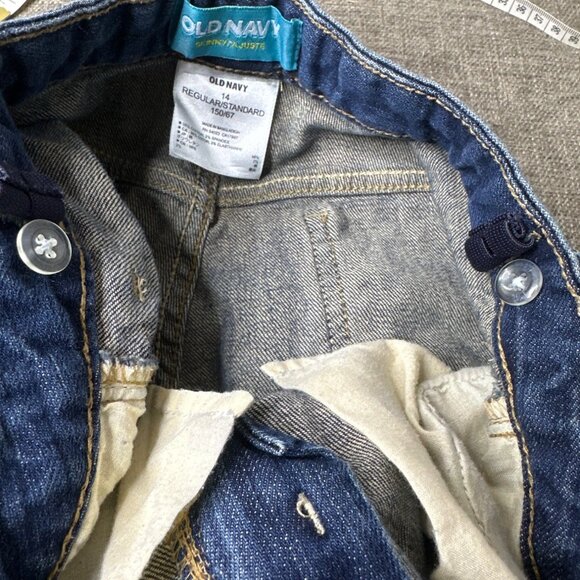 Old Navy Girls Skinny Denim Blue Jeans Size 14 Regular Dark Wash Adj Waist - Picture 5 of 7